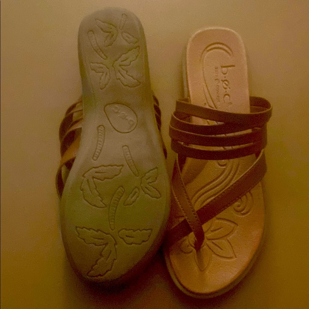 b.o.c. Brown Sandals with Ergonomic Design and Floral Embossing
